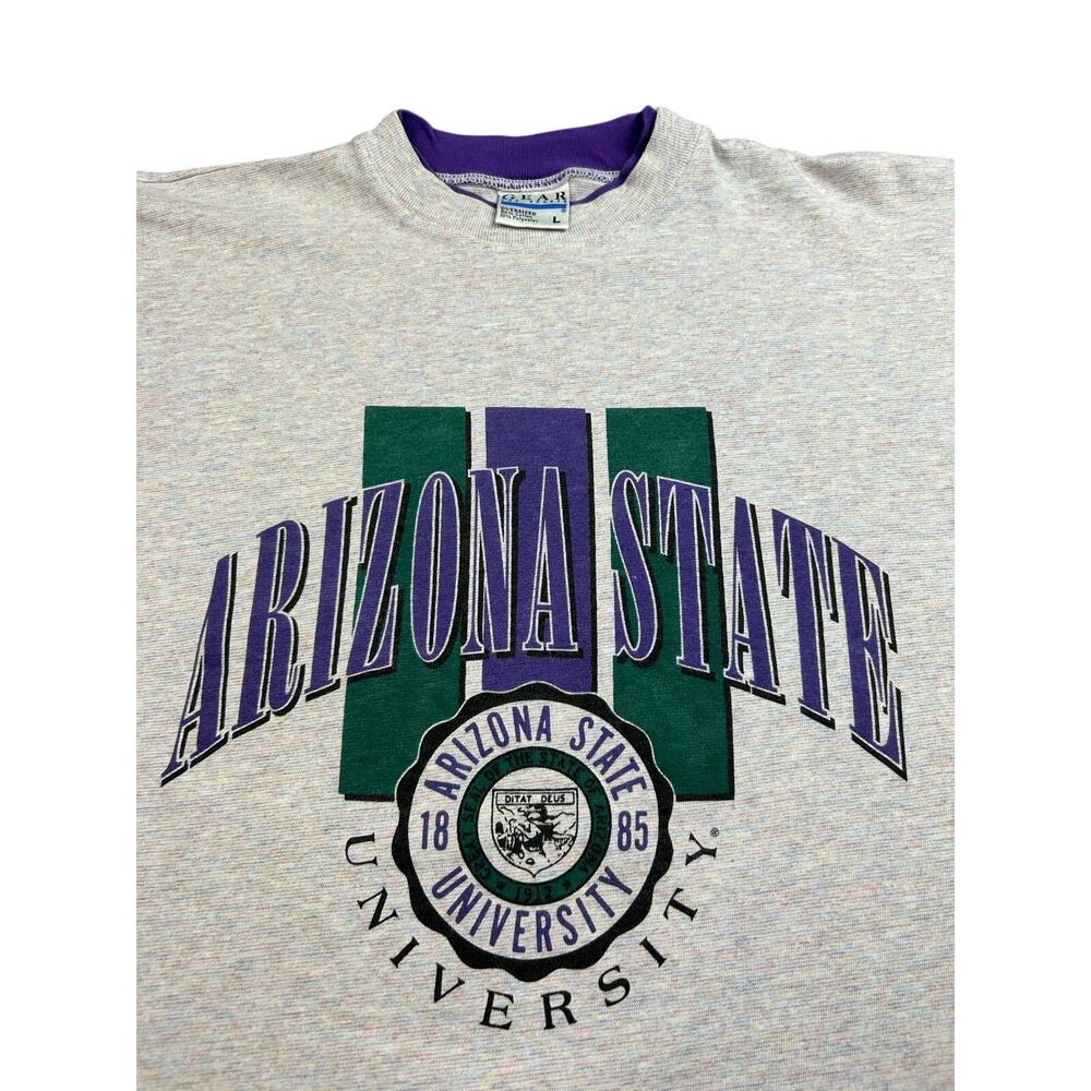 Vintage ASU T Shirt Mens Large Grey 90s Arizona State University Gear for Sports